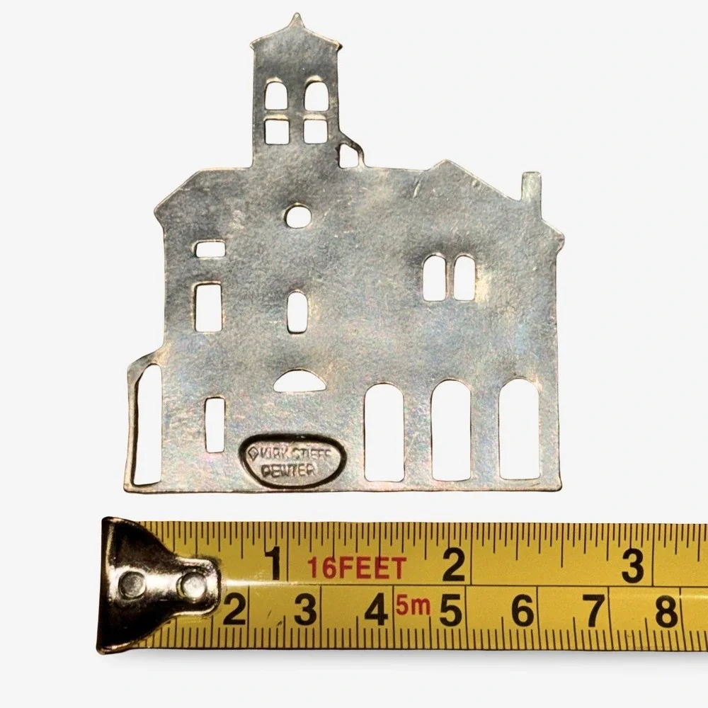 Kirk Stieff Vintage Pewter House Christmas Ornament Silver Italian Victorian 80s